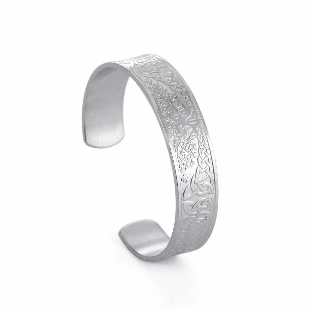 KIMLUD, Tree of Life Charm Bracelet Viking Cuff Bangle Stainless Steel Zinc Alloy Magnetic Bangles for Women Men Health Care Jewelry, Stainless steel s, KIMLUD Womens Clothes
