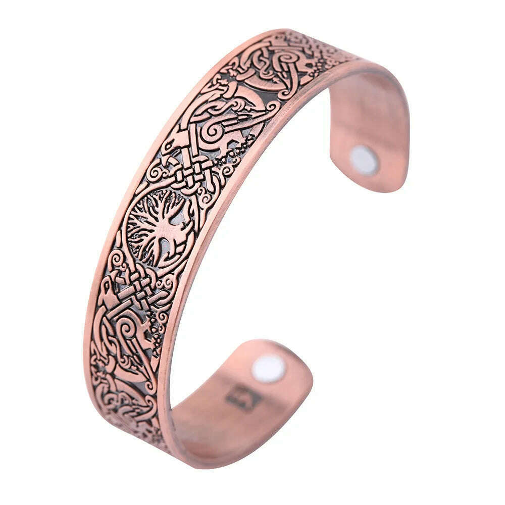 KIMLUD, Tree of Life Charm Bracelet Viking Cuff Bangle Stainless Steel Zinc Alloy Magnetic Bangles for Women Men Health Care Jewelry, Antique copper 2, KIMLUD Womens Clothes