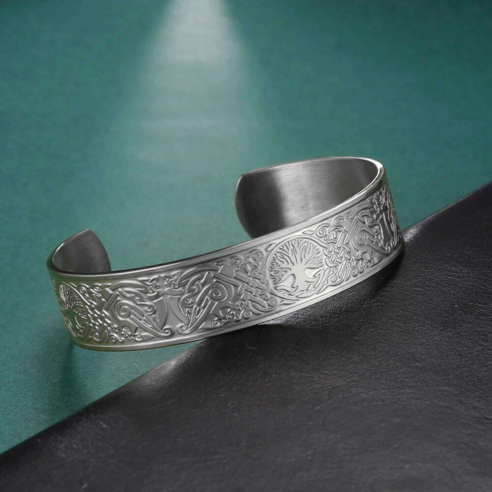 KIMLUD, Tree of Life Charm Bracelet Viking Cuff Bangle Stainless Steel Zinc Alloy Magnetic Bangles for Women Men Health Care Jewelry, Stainless steel s2, KIMLUD APPAREL - Womens Clothes