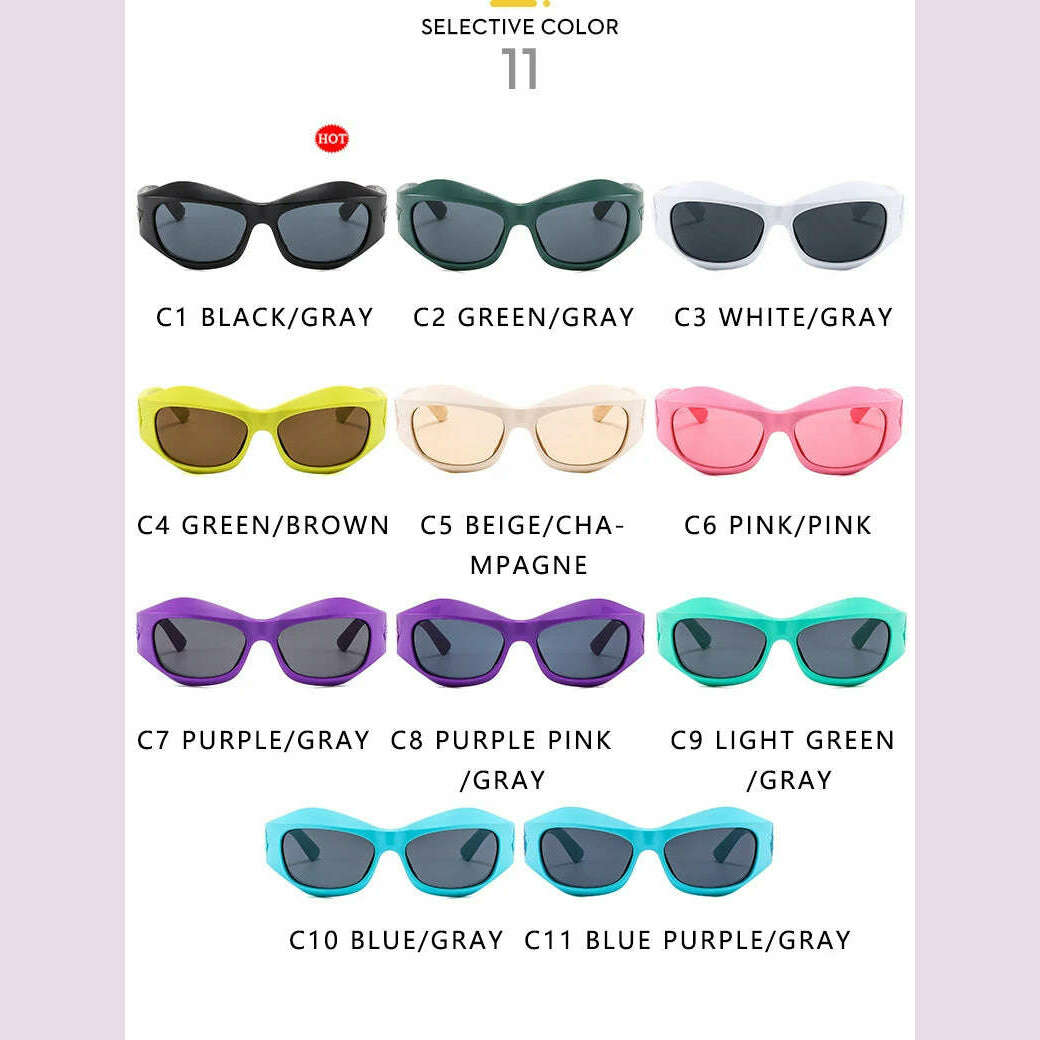 Trend Steampunk Sunglasses Women Men Fashion Sun Glasses Punk Female Y2K Mirror Goggle Shades Eyeglasses UV400 - KIMLUD