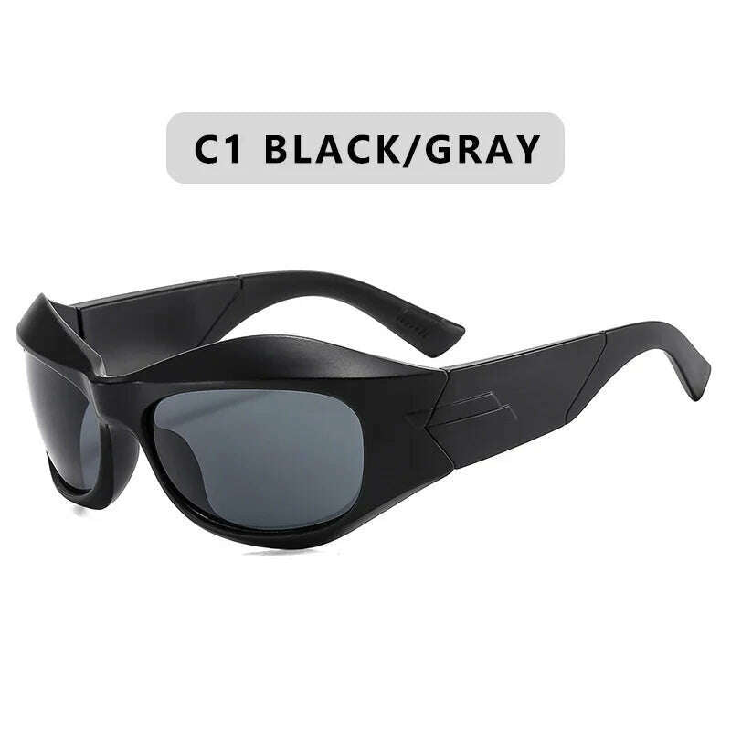 Trend Steampunk Sunglasses Women Men Fashion Sun Glasses Punk Female Y2K Mirror Goggle Shades Eyeglasses UV400 - KIMLUD