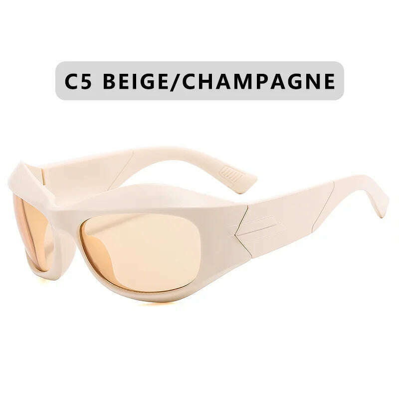 Trend Steampunk Sunglasses Women Men Fashion Sun Glasses Punk Female Y2K Mirror Goggle Shades Eyeglasses UV400 - KIMLUD