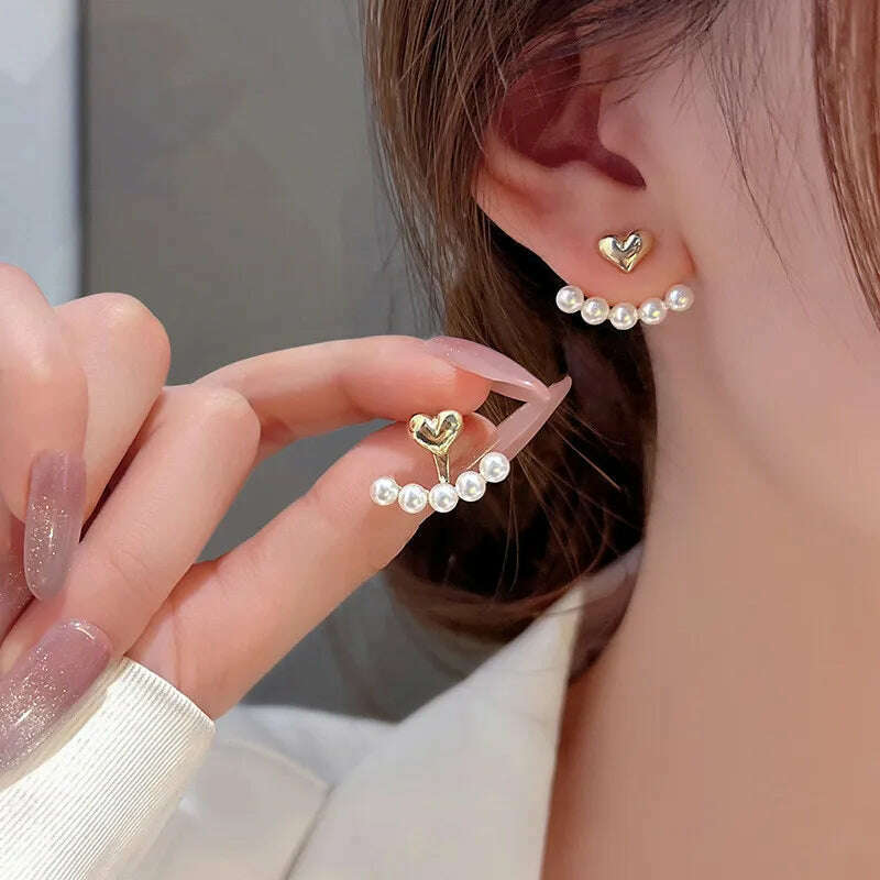 Trendy Sweet Burgundy Enamel Heart Earrings for Women Girl Gold Color Metal Love Heart Hanging Dangle Earrings Vintage Jewelry - KIMLUD