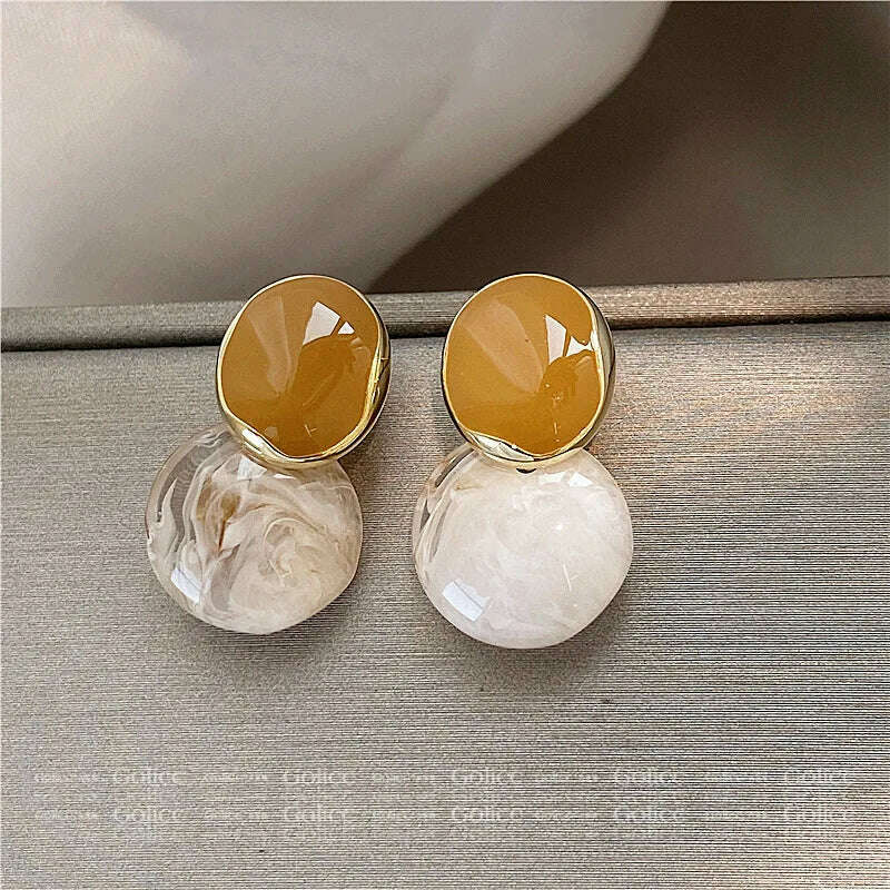 Trendy Sweet Burgundy Enamel Heart Earrings for Women Girl Gold Color Metal Love Heart Hanging Dangle Earrings Vintage Jewelry - KIMLUD