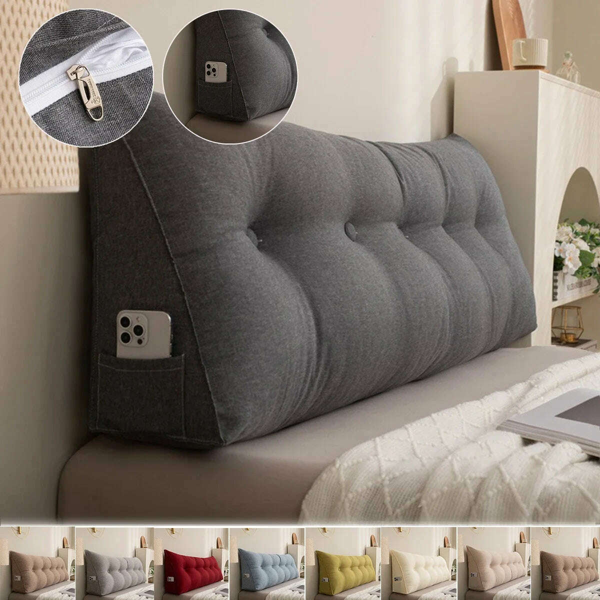 KIMLUD, Triangle Cushion Sofa Waist Cushion Tatami Triangle Cushion Waist Pillow Cushions Home Headboard Pillow with Removable Cover, KIMLUD Womens Clothes