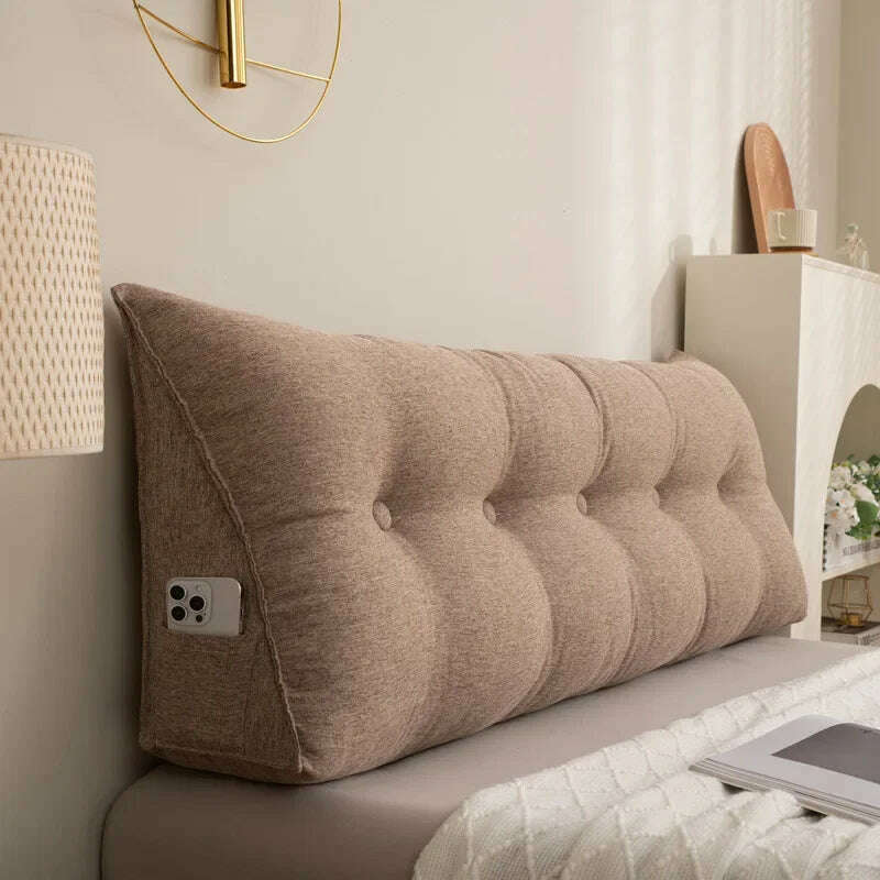 KIMLUD, Triangle Cushion Sofa Waist Cushion Tatami Triangle Cushion Waist Pillow Cushions Home Headboard Pillow with Removable Cover, Coffe / 120x50x20cm, KIMLUD APPAREL - Womens Clothes