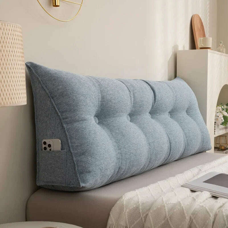 KIMLUD, Triangle Cushion Sofa Waist Cushion Tatami Triangle Cushion Waist Pillow Cushions Home Headboard Pillow with Removable Cover, Blue / 80x50x20cm, KIMLUD APPAREL - Womens Clothes