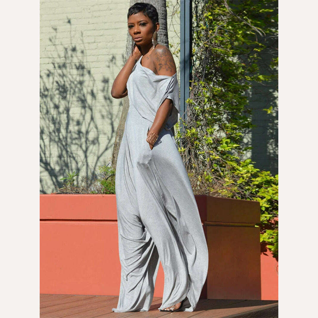 KIMLUD, Two 2 Piece Sets Outfits for Women Tracksuit Summer Clothing Off Shoulder T-Shirt Top Harem Pants Suit Casual 2 Piece Woman Sets, KIMLUD Womens Clothes