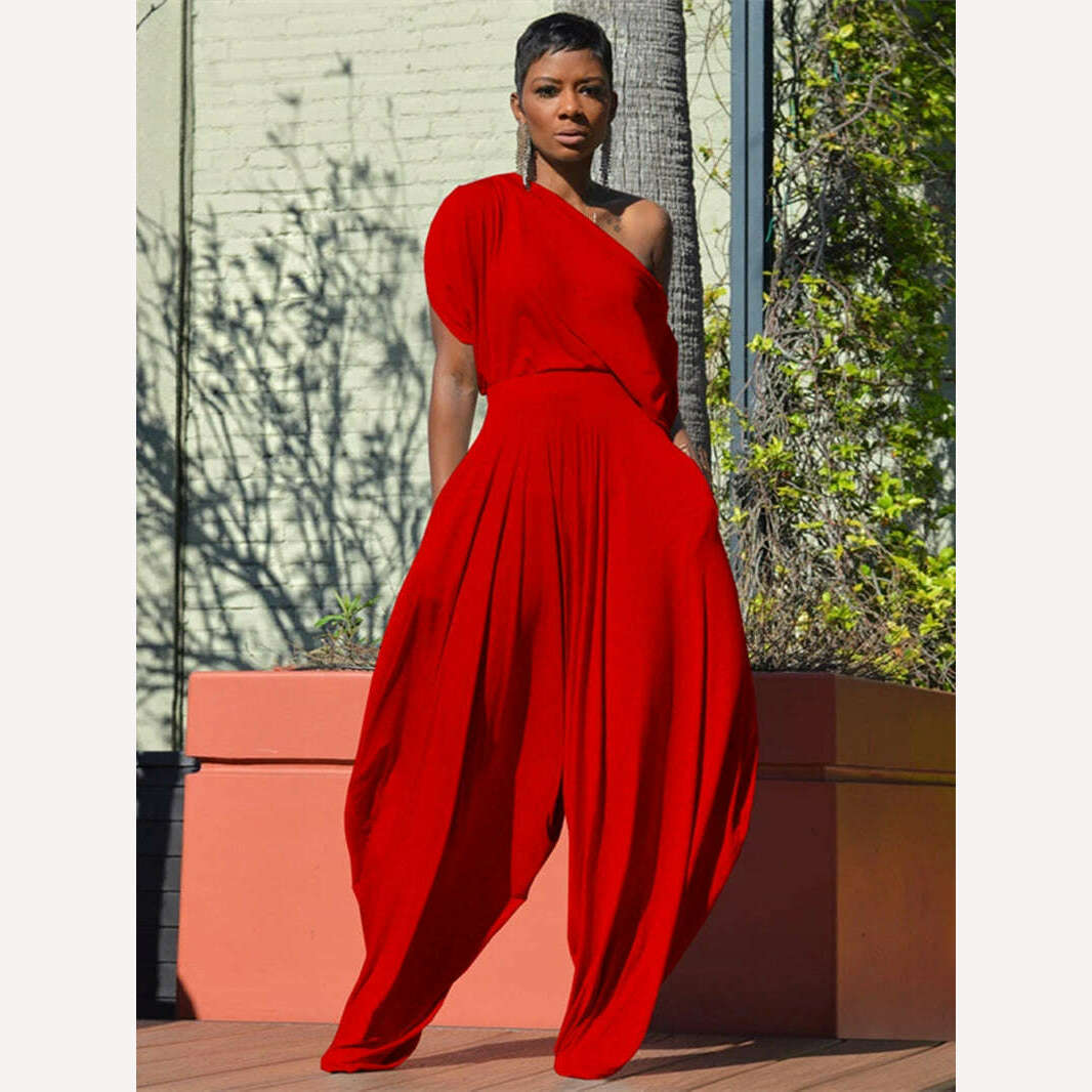 KIMLUD, Two 2 Piece Sets Outfits for Women Tracksuit Summer Clothing Off Shoulder T-Shirt Top Harem Pants Suit Casual 2 Piece Woman Sets, KIMLUD Womens Clothes