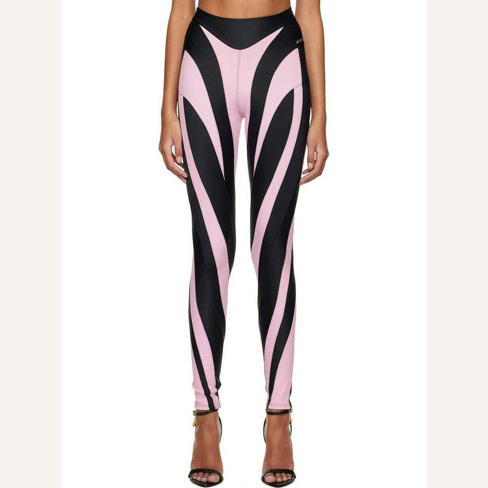 KIMLUD, TWOTWINSTYLE Hit Color Casual Pants For Women High Waist Ankle Length Skinny Sexy Pencil Pant Female Fashion Style Clothing 2023, PINK / S, KIMLUD APPAREL - Womens Clothes