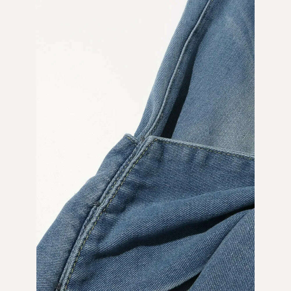 TWOTWINSTYLE Patchwork Bownot Designer Denim Pants For Women High Waist Spliced Pockets Loose Streetwear Jeans Female Fashion - KIMLUD