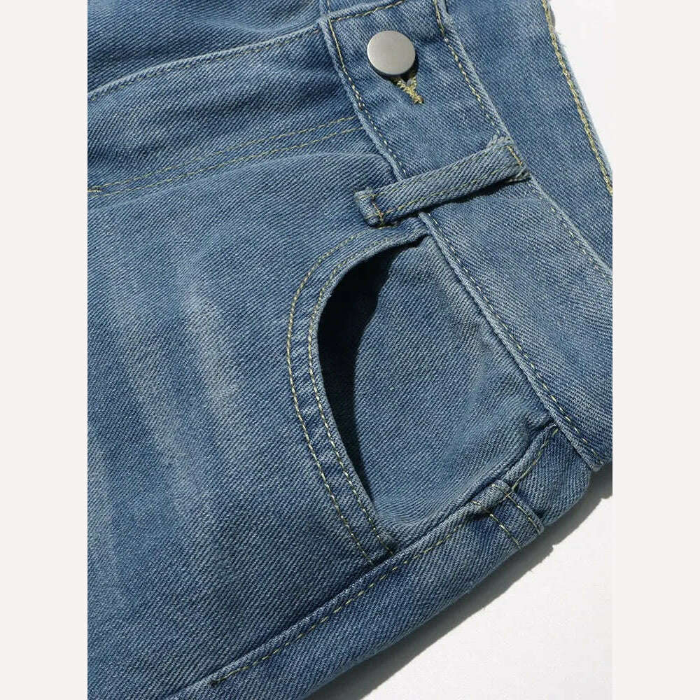 TWOTWINSTYLE Patchwork Bownot Designer Denim Pants For Women High Waist Spliced Pockets Loose Streetwear Jeans Female Fashion - KIMLUD