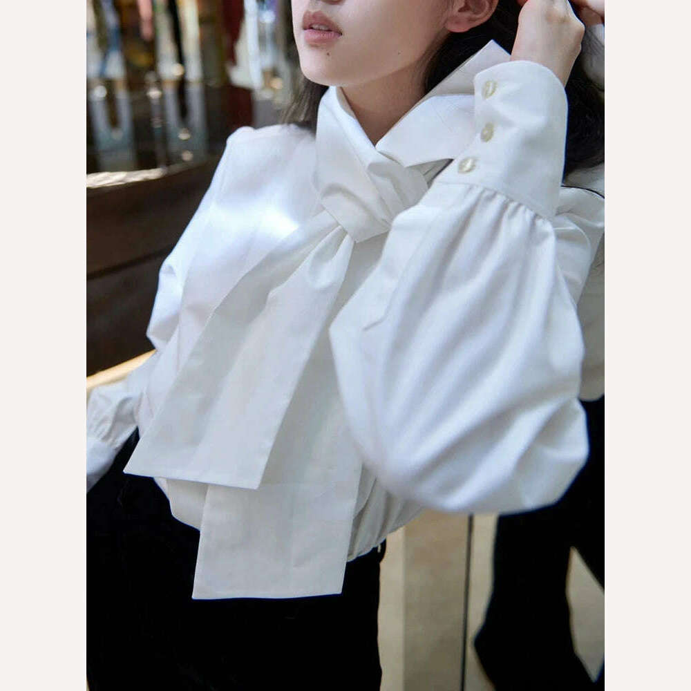 TWOTWINSTYLE Solid Casual Blouses For Women Irregular Collar Long Sleeves Patchwork Single Button Minimalist Blouse Female 2023 - KIMLUD