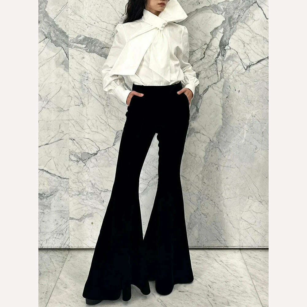 TWOTWINSTYLE Solid Casual Blouses For Women Irregular Collar Long Sleeves Patchwork Single Button Minimalist Blouse Female 2023 - KIMLUD