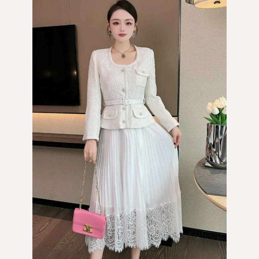 KIMLUD, UCXQ Vintage Beading Buttons O-neck Black Dress With Belt Summer 2023 Women Evening Dresses Ladies Wedding Party Clothes Tide, KIMLUD Womens Clothes