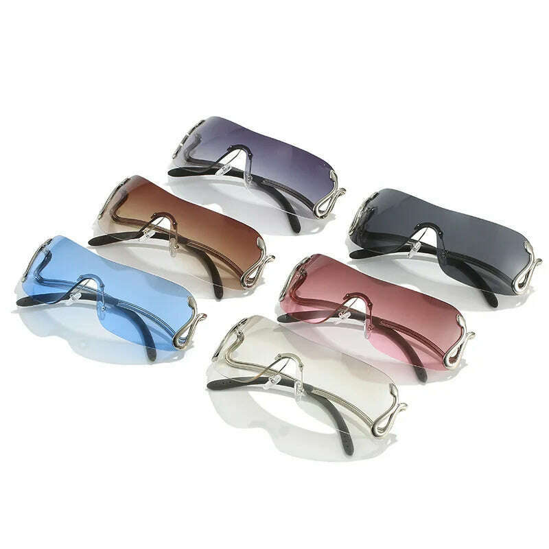 Uemi New Fashion Rimless Sunglasses For Women Men Luxury Snake Decoration Metal Frame Sun Glasses Shades UV400 Eyeglasses - KIMLUD