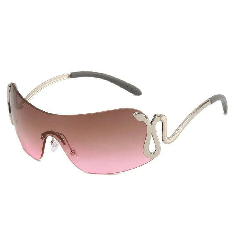 Uemi New Fashion Rimless Sunglasses For Women Men Luxury Snake Decoration Metal Frame Sun Glasses Shades UV400 Eyeglasses - KIMLUD