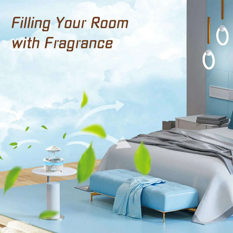 KIMLUD, UFO Shaped Mute Rain Cloud Humidifier Raindrop Essential Oil Diffuser Aromatherapy With Remote 7 Color LED Humidifier Large Room, KIMLUD Womens Clothes