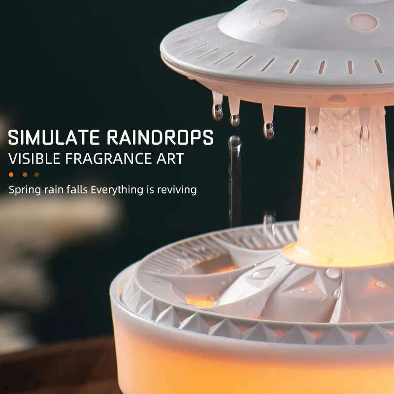 KIMLUD, UFO Shaped Mute Rain Cloud Humidifier Raindrop Essential Oil Diffuser Aromatherapy With Remote 7 Color LED Humidifier Large Room, KIMLUD Womens Clothes