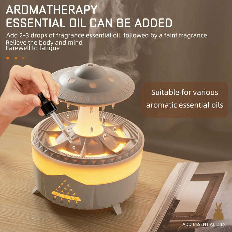 KIMLUD, UFO Shaped Mute Rain Cloud Humidifier Raindrop Essential Oil Diffuser Aromatherapy With Remote 7 Color LED Humidifier Large Room, KIMLUD Womens Clothes