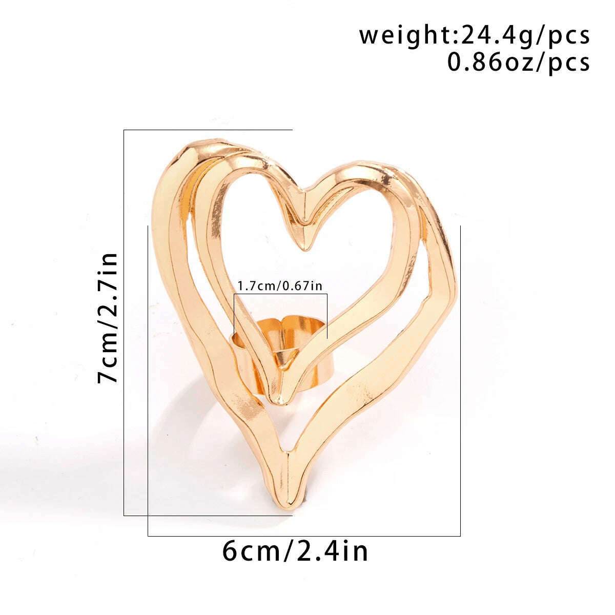 KIMLUD, Unique Exaggerated Big Hollow Out Love Heart Rings for Women Trendy Creative Adjustable Open Rings Couple Y2K Jewelry Steampunk, KIMLUD Womens Clothes