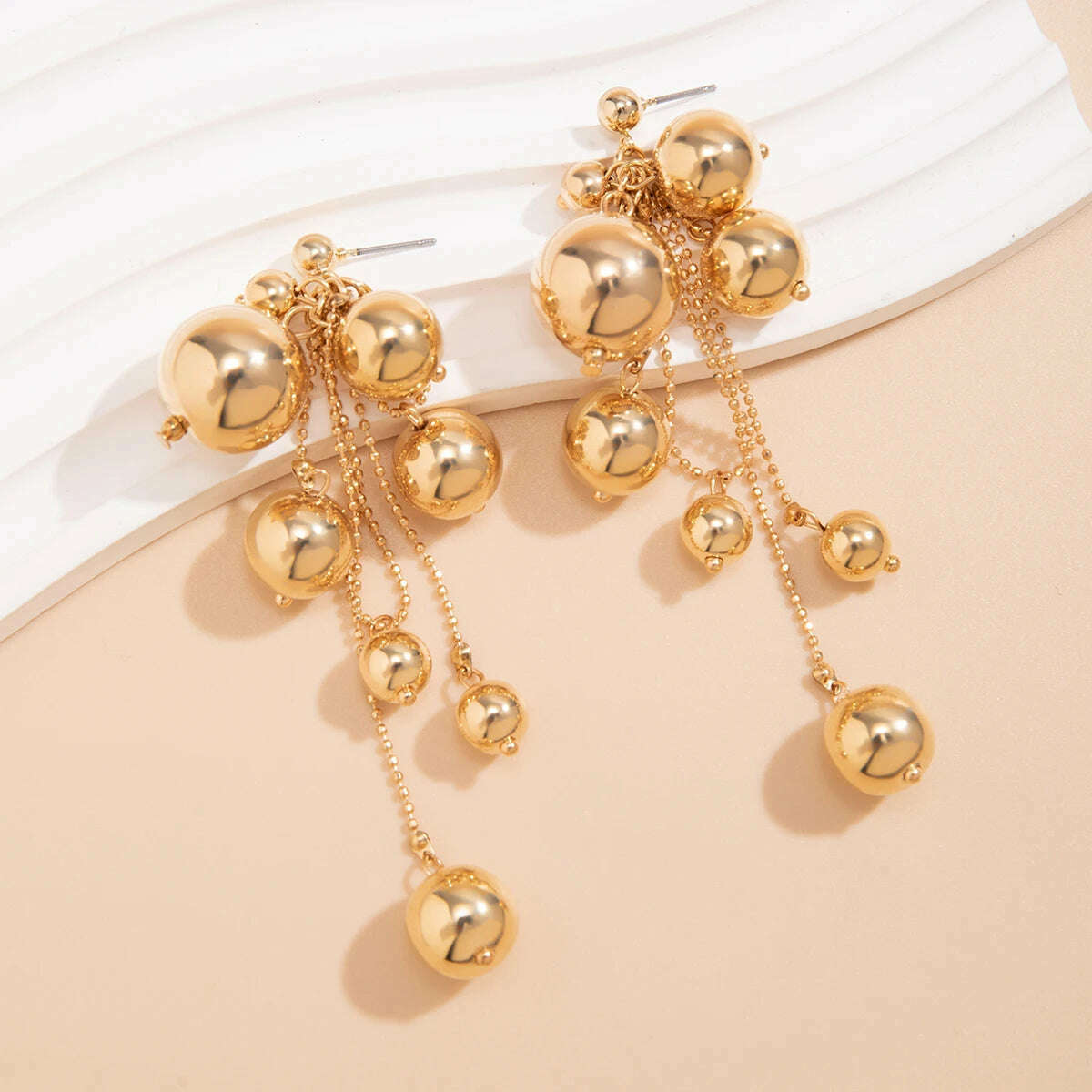 KIMLUD, Unique Goth Big Ball Tassel Drop Earrings for Women Classic Elegant Imitation Pearl Piercing Hanging Earrings Y2K Jewelry Gift, KIMLUD Womens Clothes