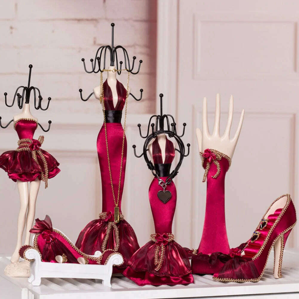 KIMLUD, Unique Jewelry Holder Display Stand Resin Crafts Home Decoration Necklace Earring Bracelet Organizer Storage Rack for Gift, KIMLUD Womens Clothes