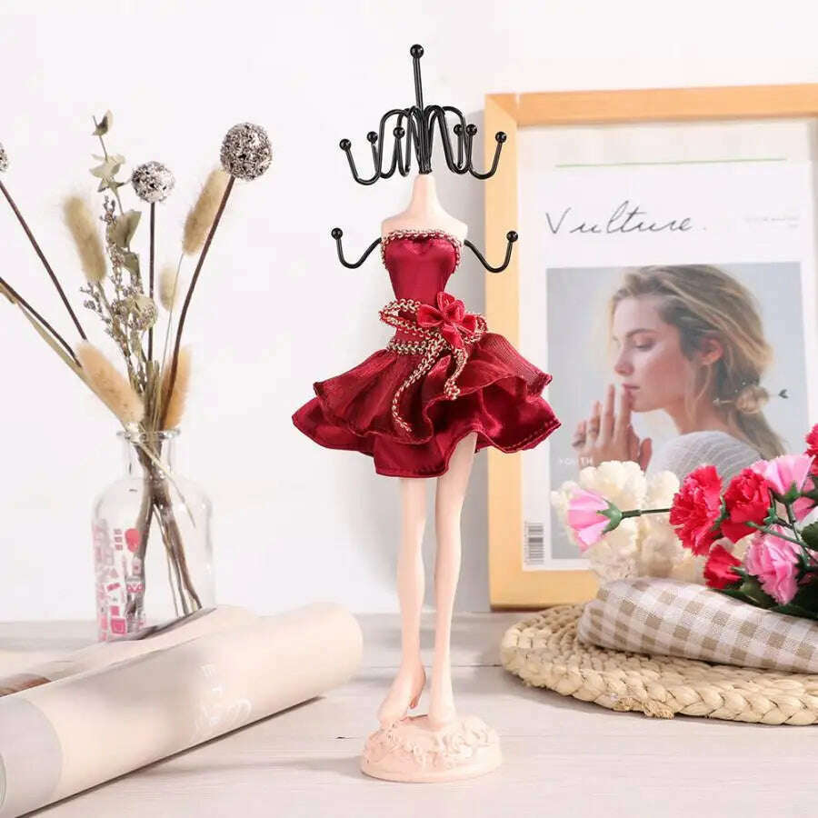 KIMLUD, Unique Jewelry Holder Display Stand Resin Crafts Home Decoration Necklace Earring Bracelet Organizer Storage Rack for Gift, KIMLUD Womens Clothes