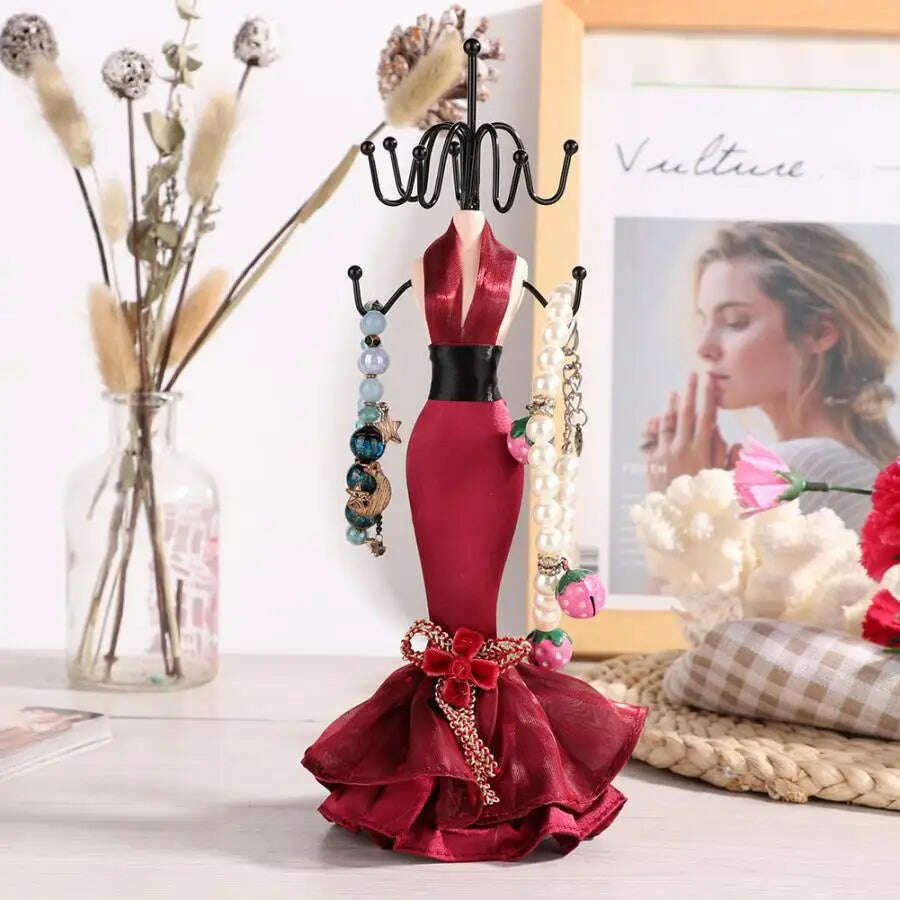 KIMLUD, Unique Jewelry Holder Display Stand Resin Crafts Home Decoration Necklace Earring Bracelet Organizer Storage Rack for Gift, KIMLUD Womens Clothes