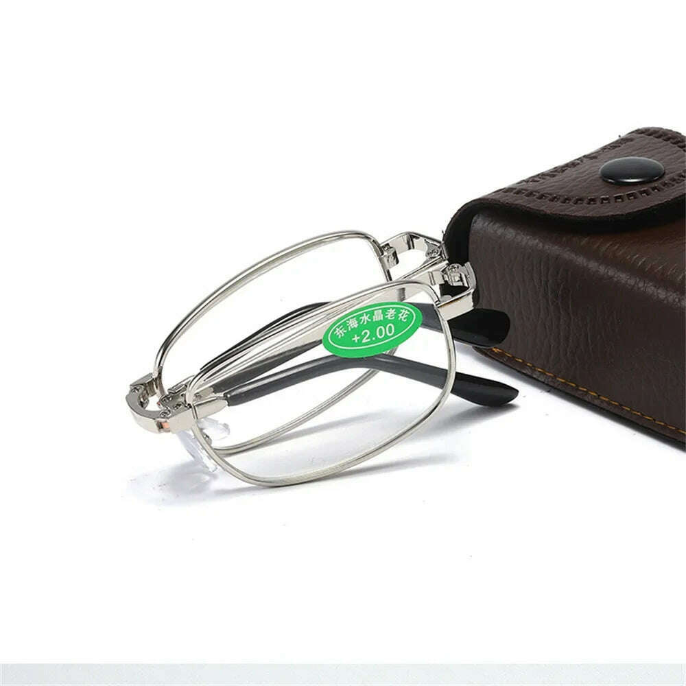 Unisex Foldable Reading Glasses Folding Presbyopia Men Women Metal Retro Computer Reading Glasses With Case 1.0 1.5 2.0 2.5 3.0 - KIMLUD
