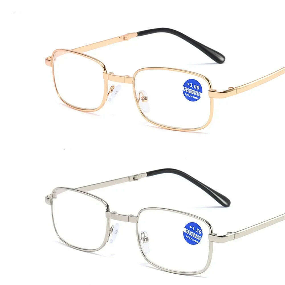 Unisex Foldable Reading Glasses Folding Presbyopia Men Women Metal Retro Computer Reading Glasses With Case 1.0 1.5 2.0 2.5 3.0 - KIMLUD