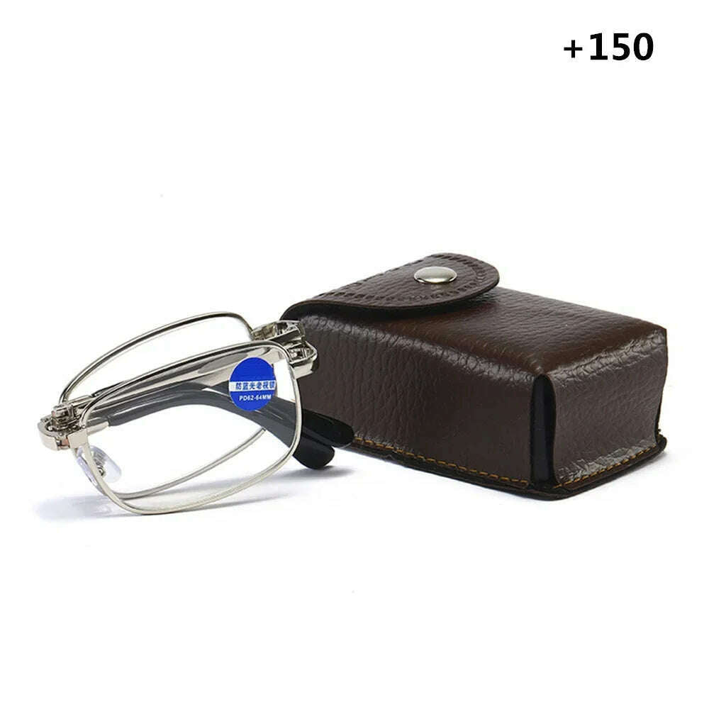 Unisex Foldable Reading Glasses Folding Presbyopia Men Women Metal Retro Computer Reading Glasses With Case 1.0 1.5 2.0 2.5 3.0 - KIMLUD