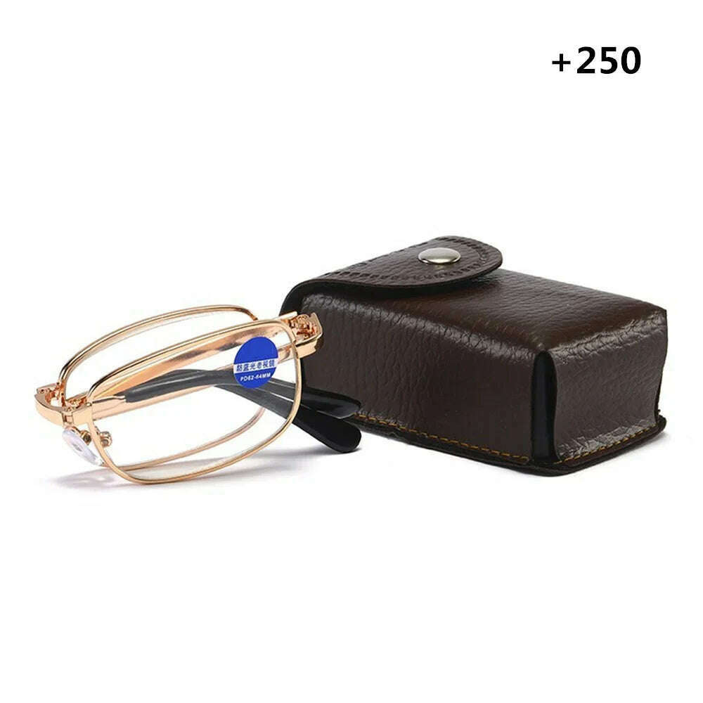 Unisex Foldable Reading Glasses Folding Presbyopia Men Women Metal Retro Computer Reading Glasses With Case 1.0 1.5 2.0 2.5 3.0 - KIMLUD