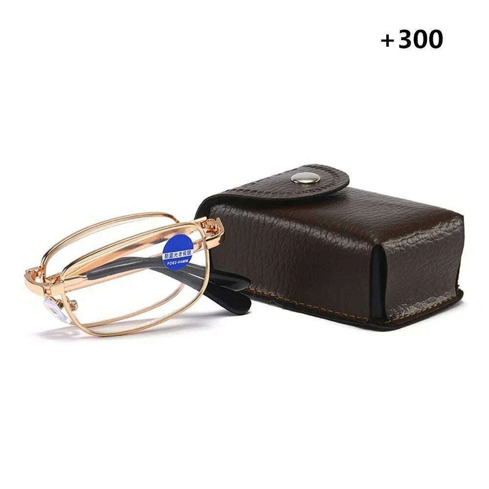 Unisex Foldable Reading Glasses Folding Presbyopia Men Women Metal Retro Computer Reading Glasses With Case 1.0 1.5 2.0 2.5 3.0 - KIMLUD
