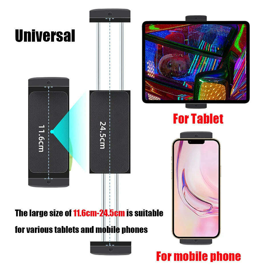 Universal Metal Tablet Phone Holder in Car Ball Head Bracket Suction Cup Mount 360 Rotation Stand for iPad 12.9" Samsung Xiaomi - KIMLUD