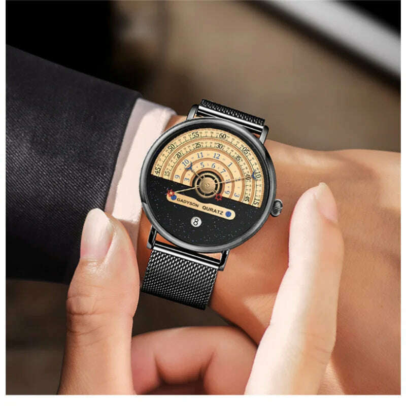 KIMLUD, Unusual Creativity Fashion Casual Sport Watches Men Silver Mesh Band Auto Date Quartz Wristwatches Men Relogio Masculino 2023, KIMLUD Womens Clothes