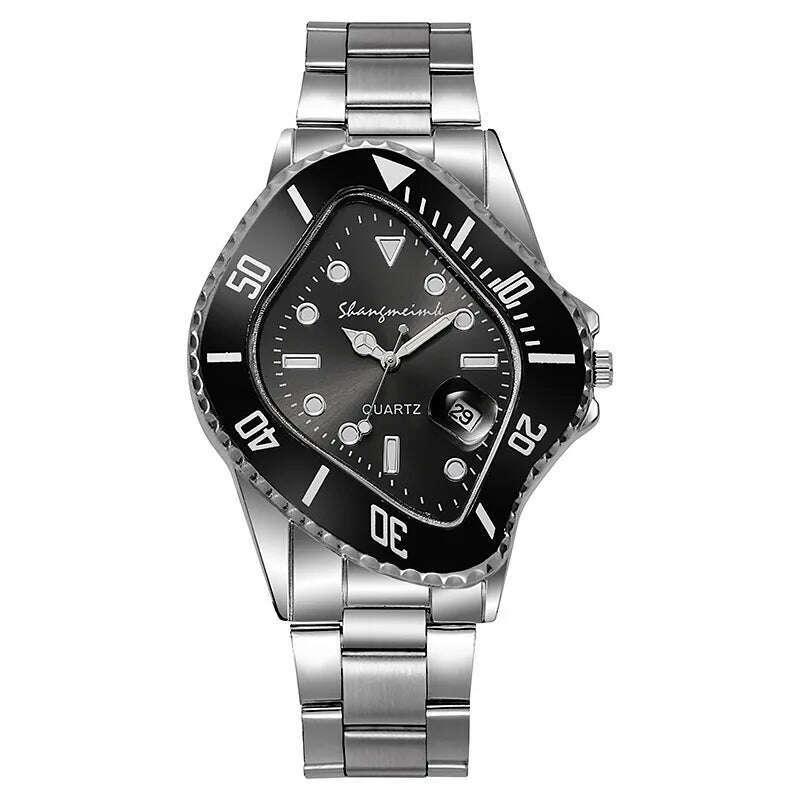 KIMLUD, Upgrade shangmeimk Watch for Men Unusual Conceptual Reloj Crash Melting Twist Case Quartz Wristwatch Male Man Green Black Clock, black, KIMLUD APPAREL - Womens Clothes
