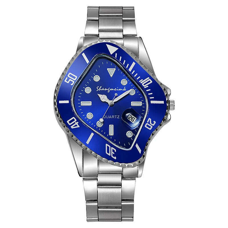 KIMLUD, Upgrade shangmeimk Watch for Men Unusual Conceptual Reloj Crash Melting Twist Case Quartz Wristwatch Male Man Green Black Clock, blue, KIMLUD Womens Clothes