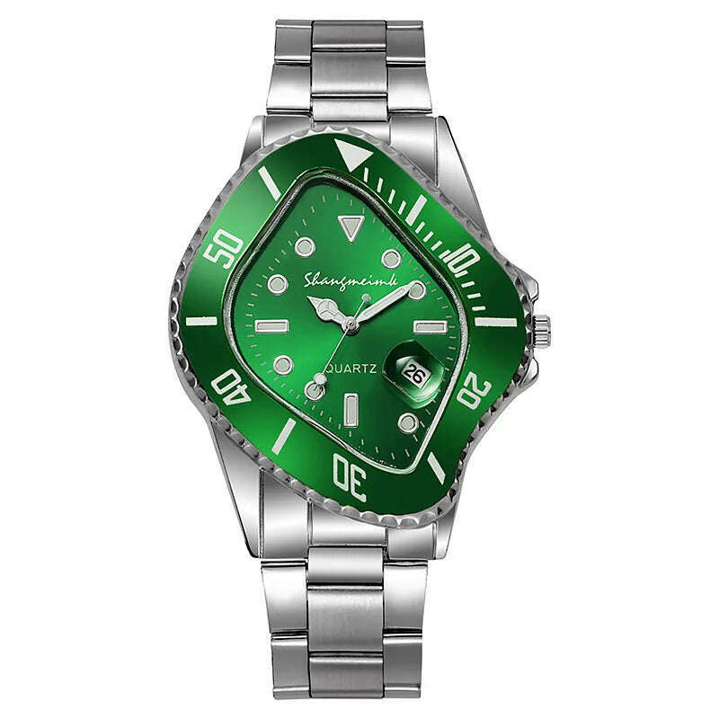 KIMLUD, Upgrade shangmeimk Watch for Men Unusual Conceptual Reloj Crash Melting Twist Case Quartz Wristwatch Male Man Green Black Clock, green, KIMLUD Womens Clothes