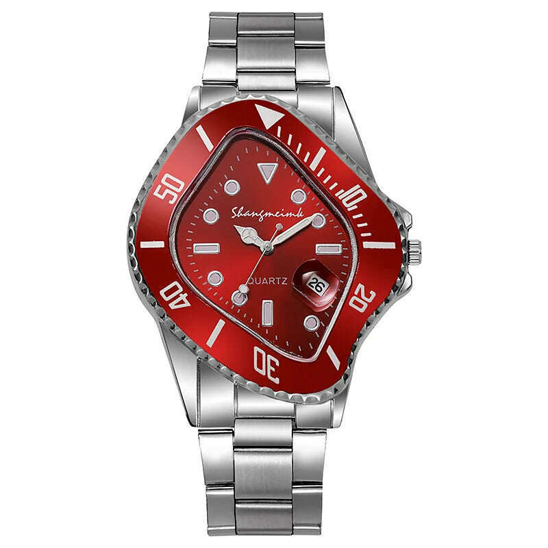 KIMLUD, Upgrade shangmeimk Watch for Men Unusual Conceptual Reloj Crash Melting Twist Case Quartz Wristwatch Male Man Green Black Clock, red, KIMLUD APPAREL - Womens Clothes