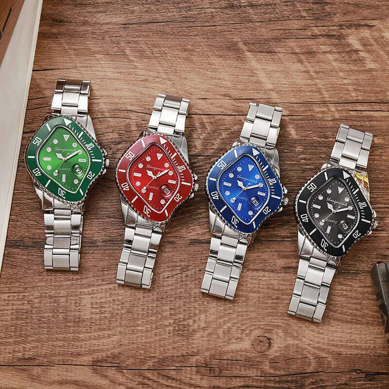 KIMLUD, Upgrade shangmeimk Watch for Men Unusual Conceptual Reloj Crash Melting Twist Case Quartz Wristwatch Male Man Green Black Clock, KIMLUD Womens Clothes