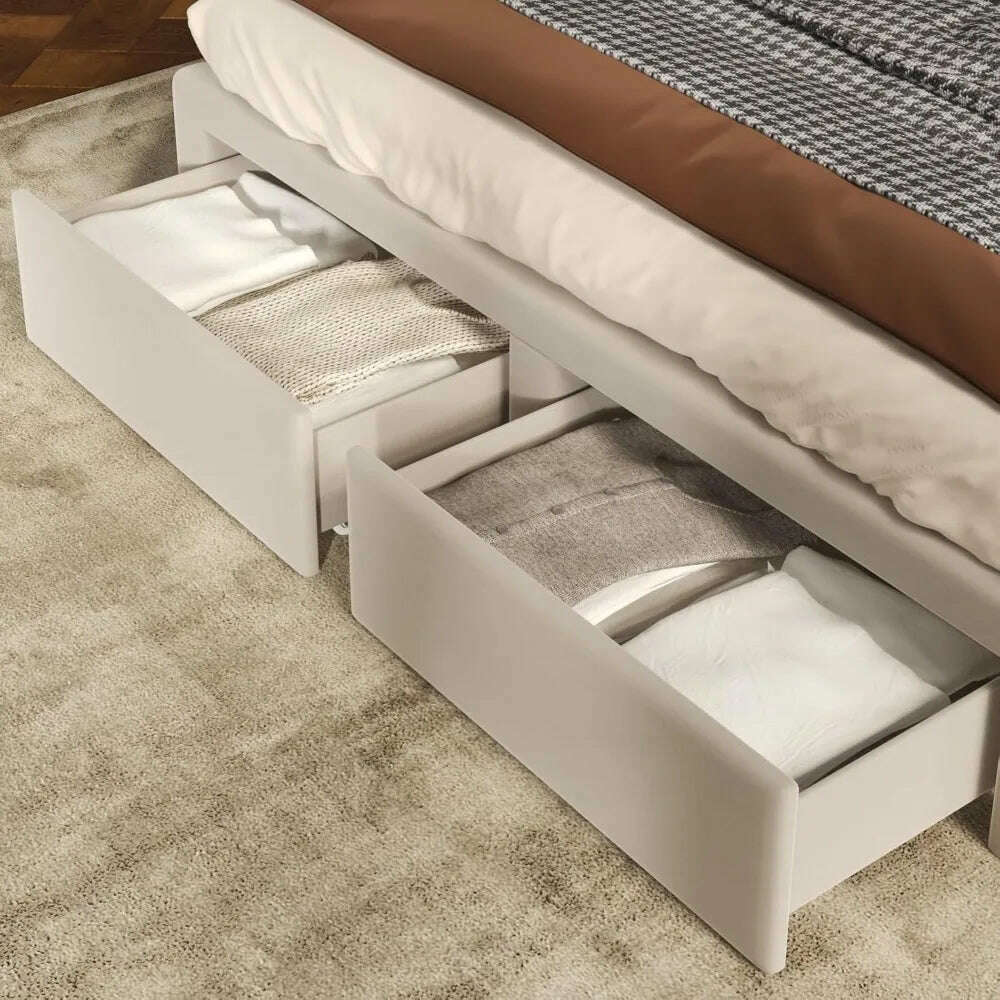 KIMLUD, Upholstered Bed Frame Queen with Headboard and Storage, Tall Bed Frame with 2 Drawers, Tufted Wingback Bed Frame Queen Si, KIMLUD Womens Clothes