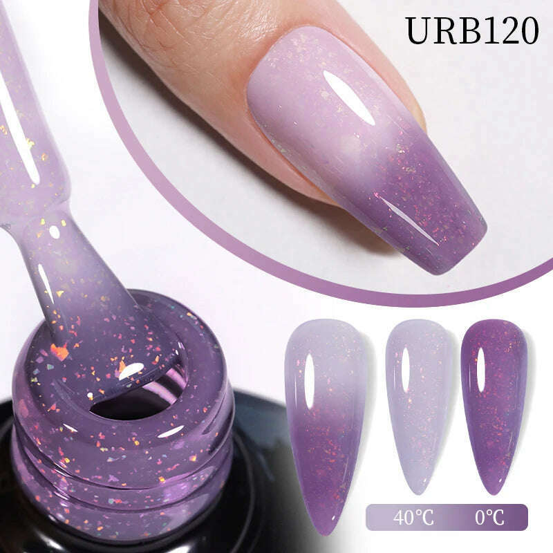 UR SUGAR 7ml Thermal Auroras Glitter Gel Nail Polish Winter Temperature 3 Colors Changing Soak Off UV LED Manicure Nails Gel - KIMLUD