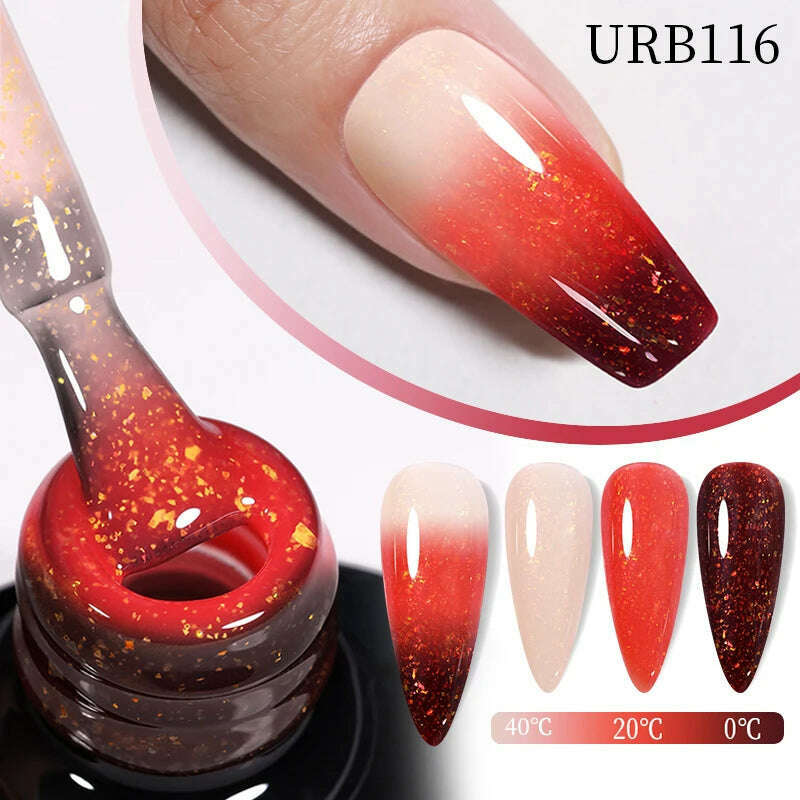 UR SUGAR 7ml Thermal Auroras Glitter Gel Nail Polish Winter Temperature 3 Colors Changing Soak Off UV LED Manicure Nails Gel - KIMLUD