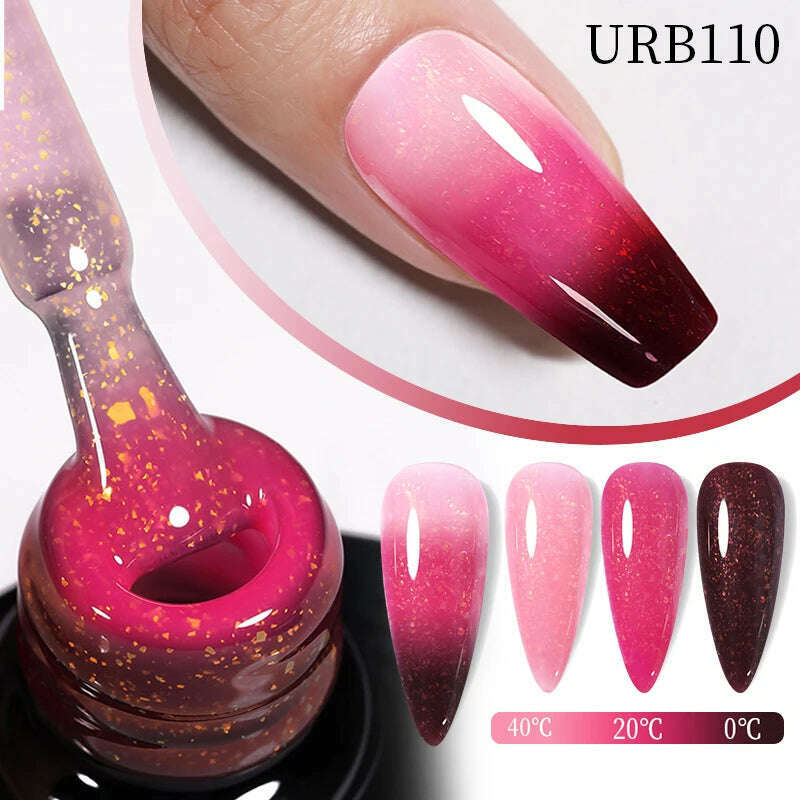 UR SUGAR 7ml Thermal Auroras Glitter Gel Nail Polish Winter Temperature 3 Colors Changing Soak Off UV LED Manicure Nails Gel - KIMLUD