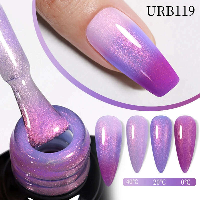 UR SUGAR 7ml Thermal Auroras Glitter Gel Nail Polish Winter Temperature 3 Colors Changing Soak Off UV LED Manicure Nails Gel - KIMLUD