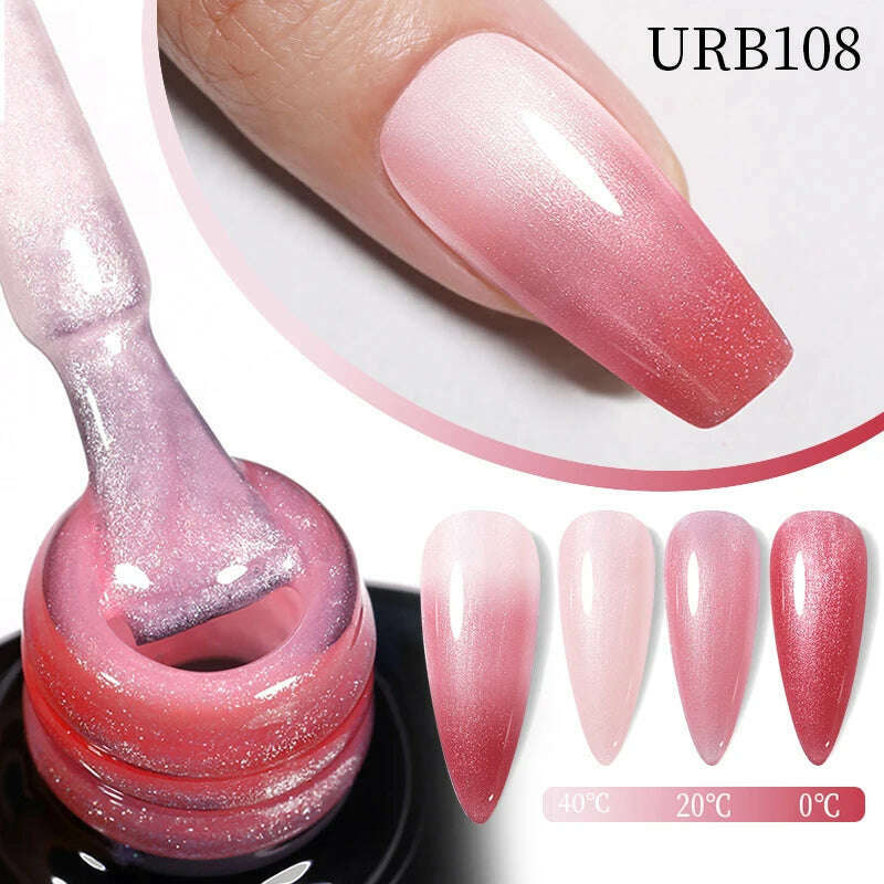 UR SUGAR 7ml Thermal Auroras Glitter Gel Nail Polish Winter Temperature 3 Colors Changing Soak Off UV LED Manicure Nails Gel - KIMLUD