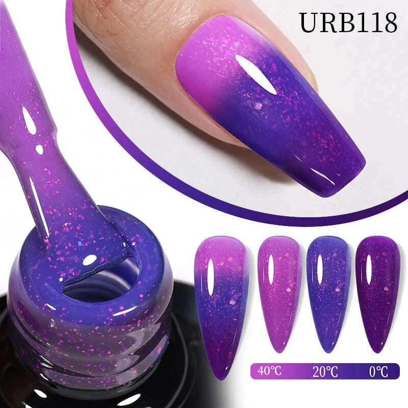 UR SUGAR 7ml Thermal Auroras Glitter Gel Nail Polish Winter Temperature 3 Colors Changing Soak Off UV LED Manicure Nails Gel - KIMLUD