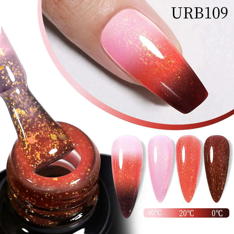 UR SUGAR 7ml Thermal Auroras Glitter Gel Nail Polish Winter Temperature 3 Colors Changing Soak Off UV LED Manicure Nails Gel - KIMLUD
