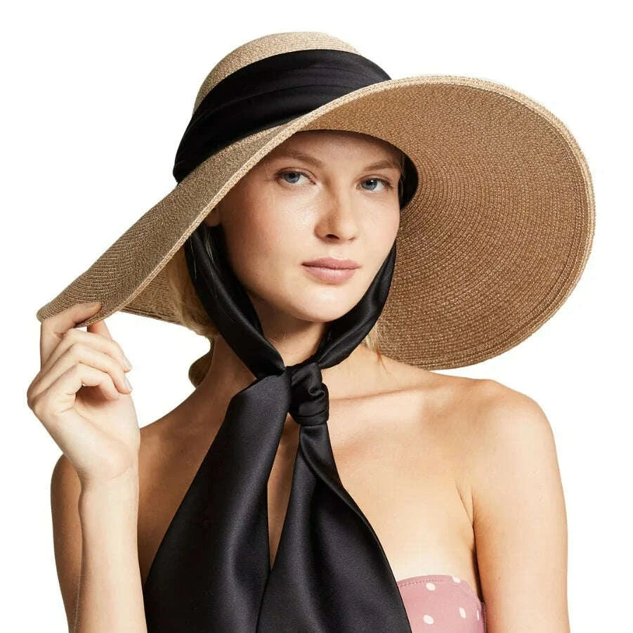 USPOP New Fashion Casual Wide Strap Dome Straw Hat for Women Wide Brim Beach Hat